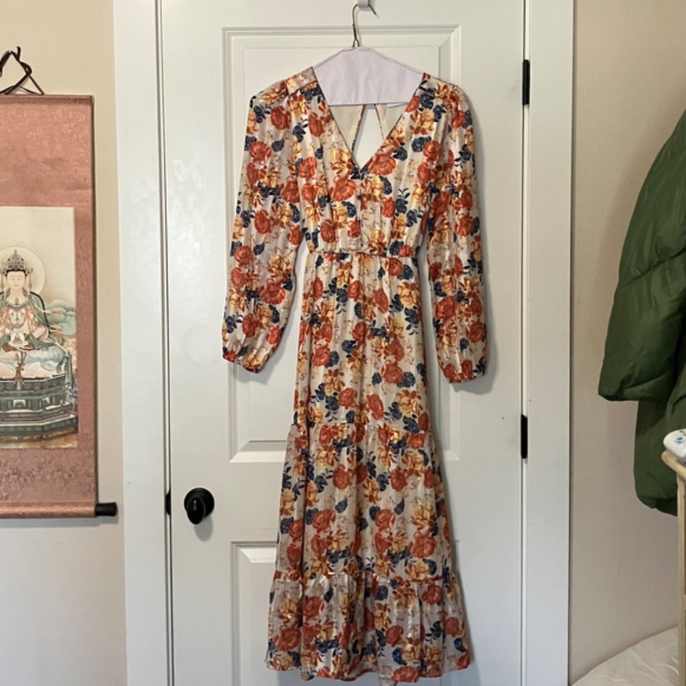 Anthropologie brand Greylin long sleeve floral maxi dress